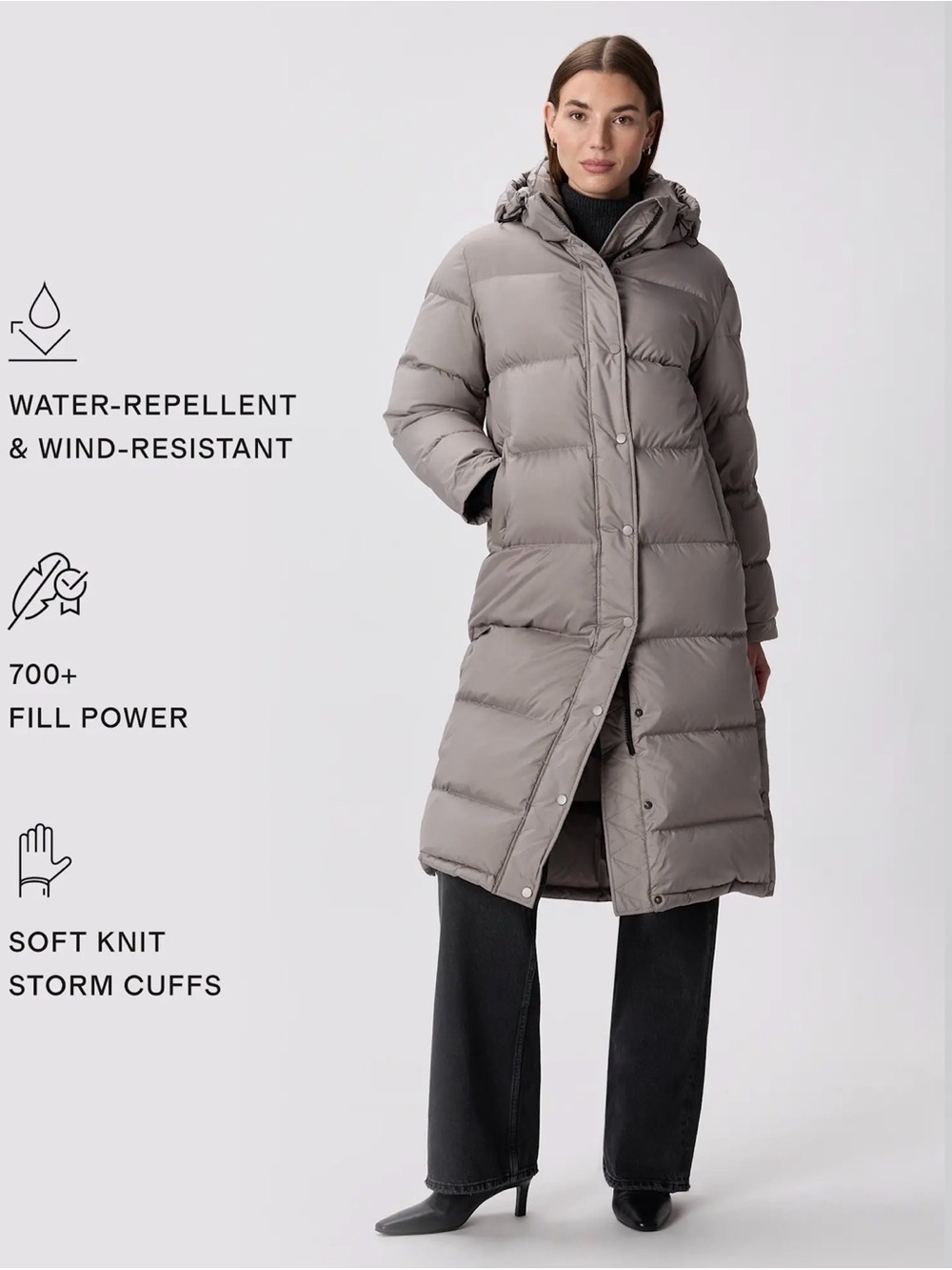 Quince Responsible Down long puffer parka Morel Grey S